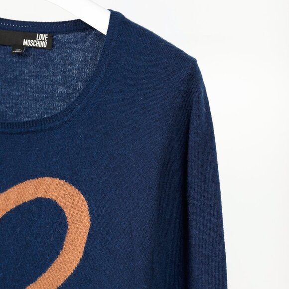 Love Moschino Dark-Blue Wool-Blend Heart Sweater - Picture 4 of 9